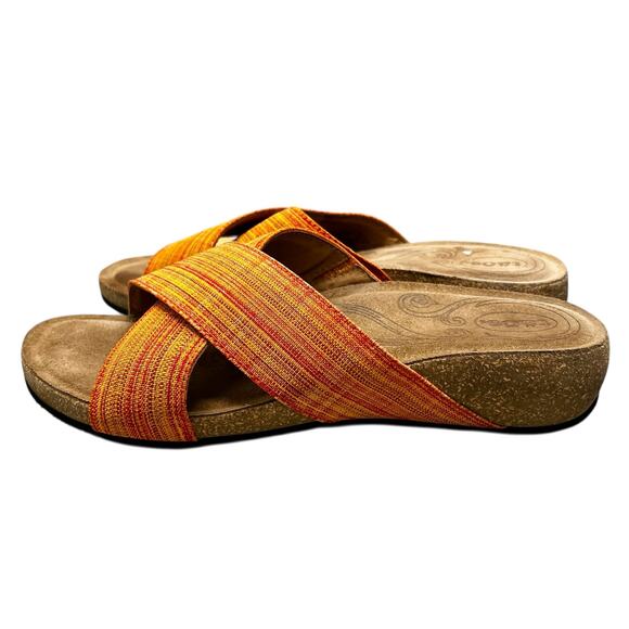 TAOS Orange weave low cork wedge slip on sandals comfort euro 41 US  sz 10 - Picture 9 of 10